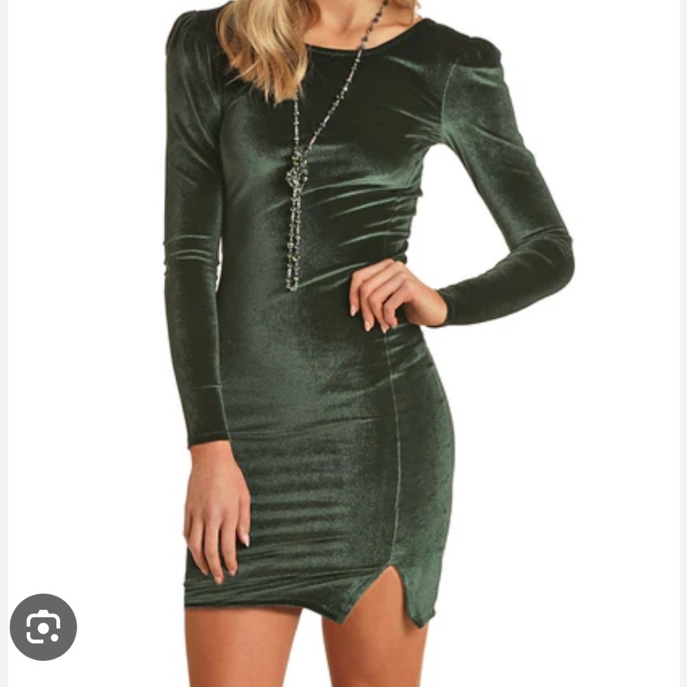 Rock & Roll Cowgirl Velvet Green Dress